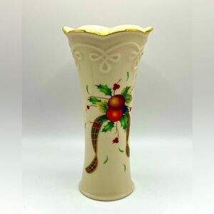 Lenox Holiday Tartan Bud Vase Dimension Collection 5" Tall Christmas Vase